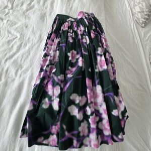 Dries Van Noten Pink and Green Floral A-Line Skirt